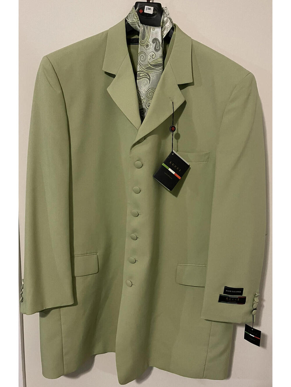 Lucci Men Green 4Pc Pant Suit- Blazer/Vest Size 50L & Pants Size 44x30 NWT MZZ1R - Picture 9 of 10